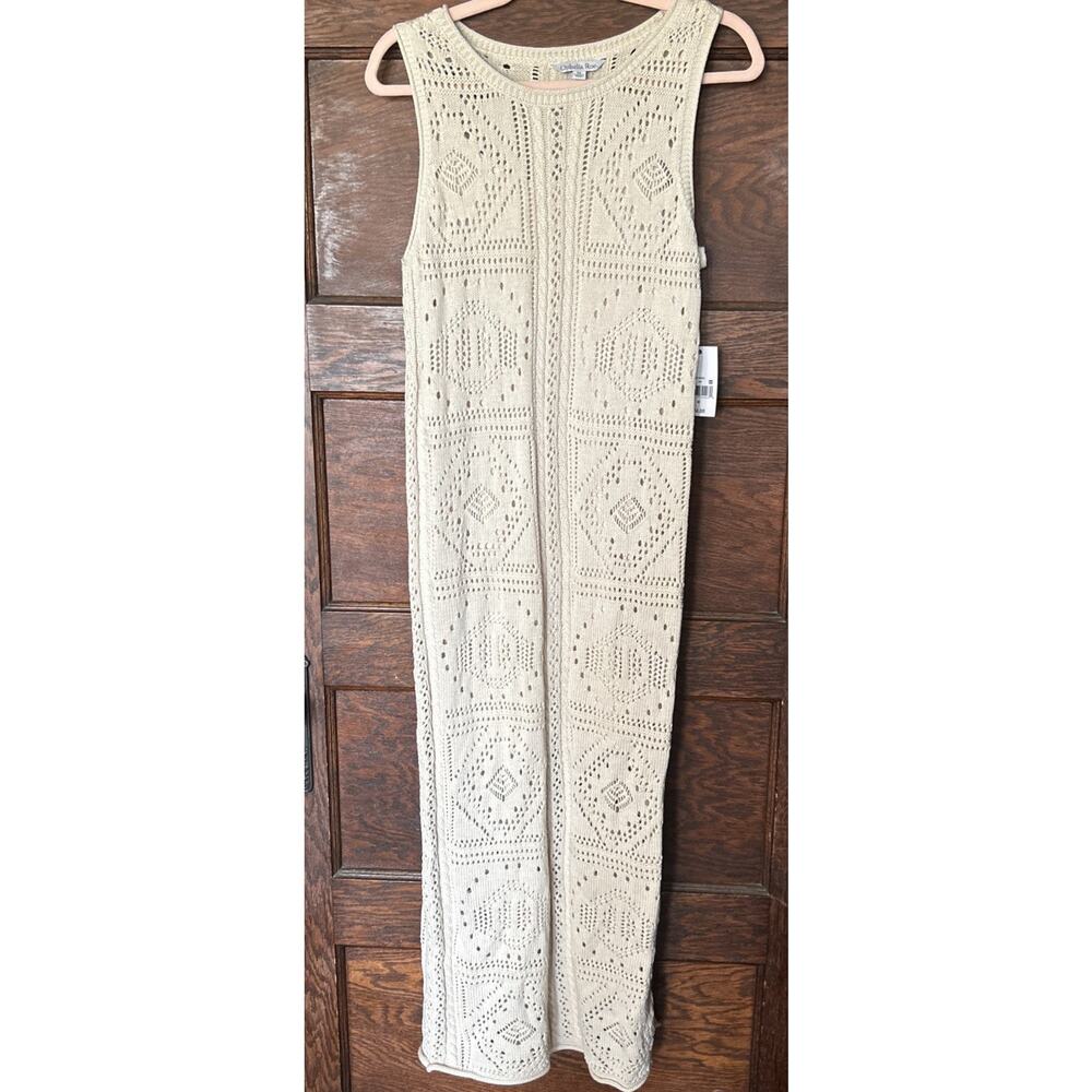 NWT Ophelia Roe Cream Knit Crochet Sweater Maxi Dress Sz M Boho Cowgirl